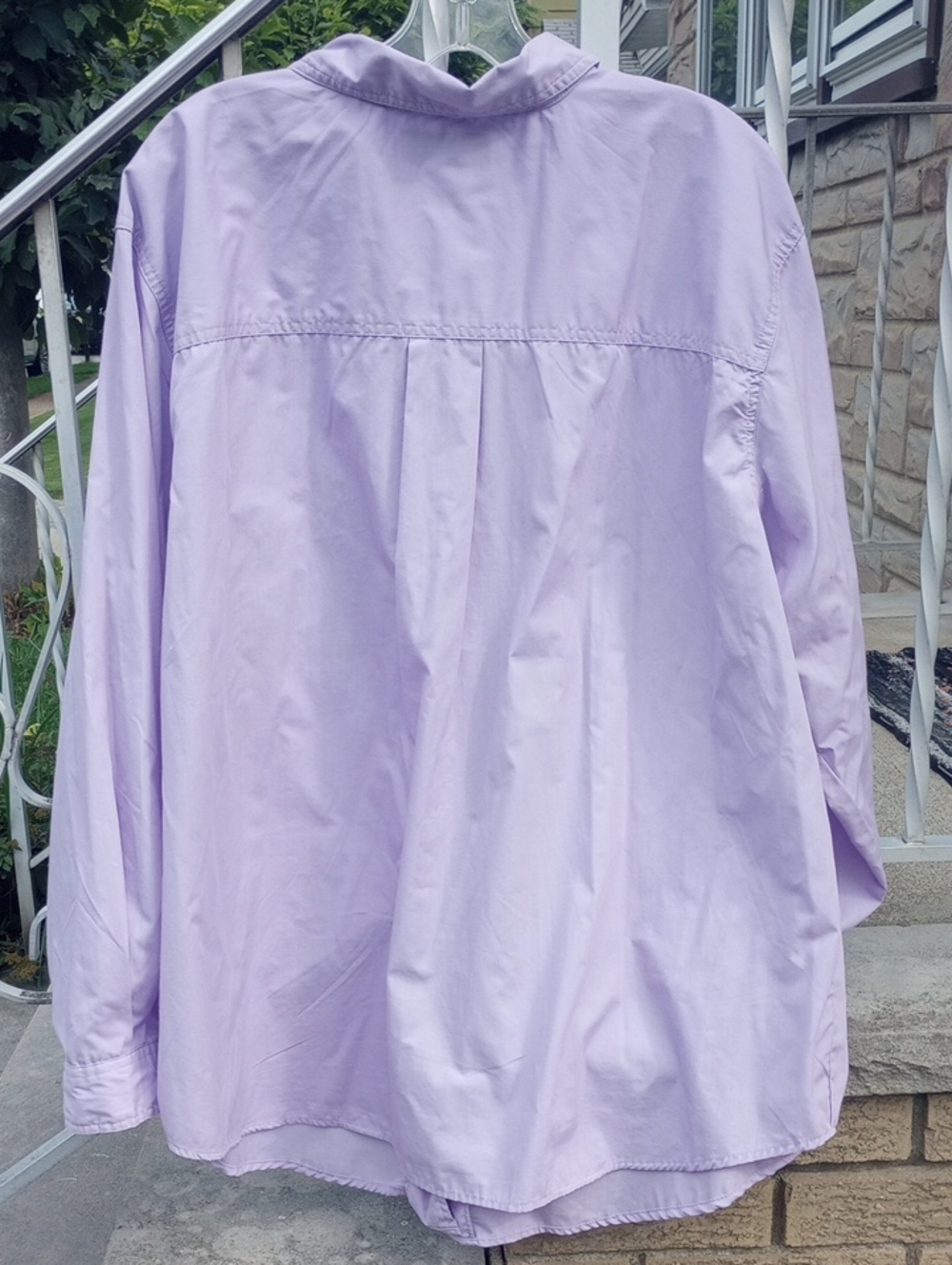 Cabin Creek Lavender Purple Pastel Cotton Button-Down Plus Size Shirt, 1X? - Picture 4 of 4